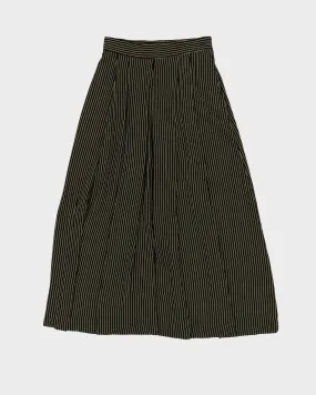 00s Black With Yellow Pinstripes Midi Skirt - S