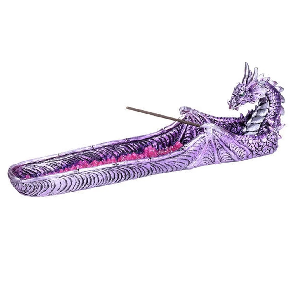 10.7" Purple Dragon Wings Stick Incense Burner