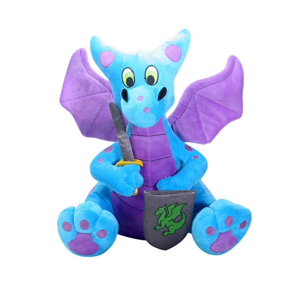 12.5" Medieval Shield Dragon Purple Blue Plush