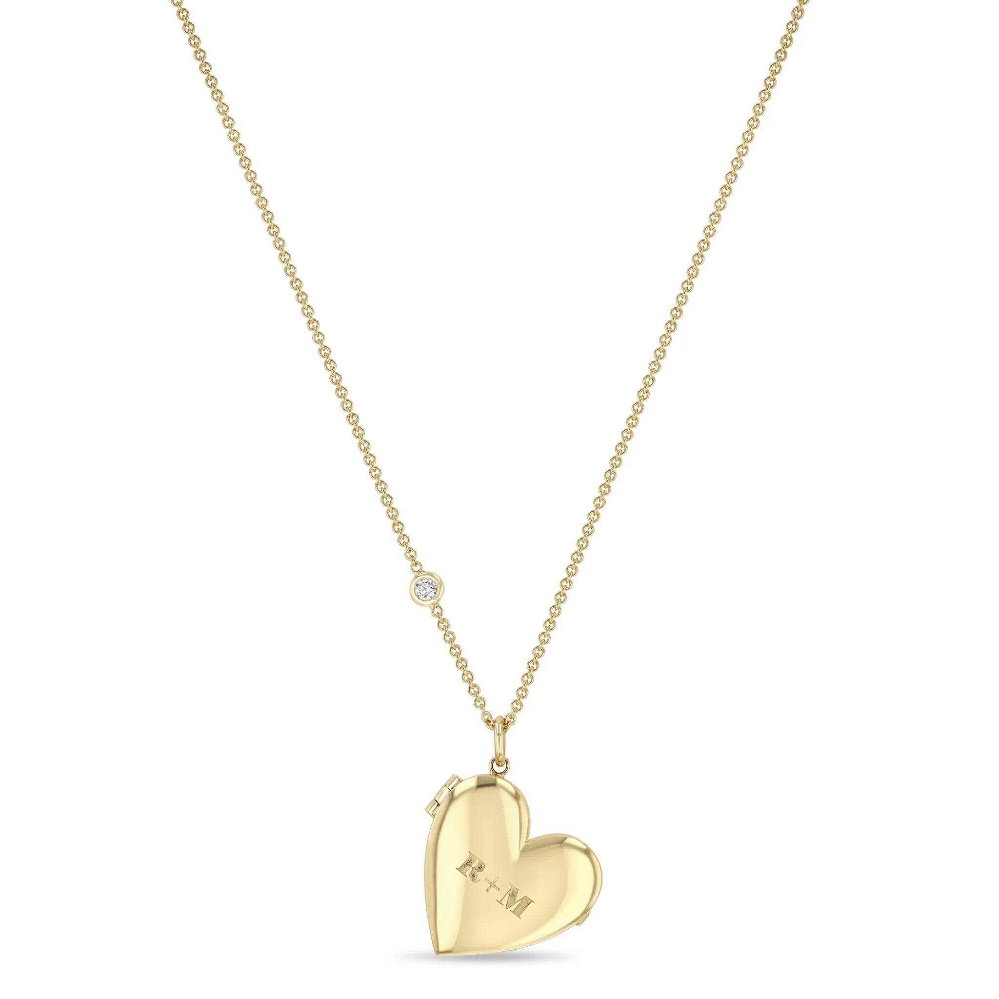 14k 2 Initial Letters Heart Locket Necklace