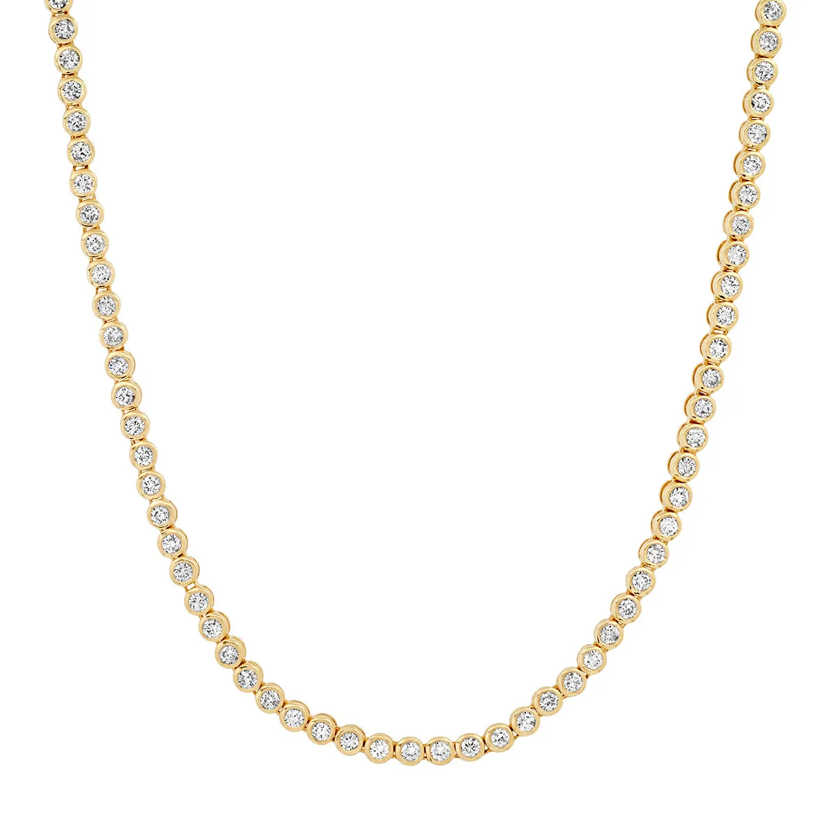 14K Bezel Set Diamond Tennis Necklace