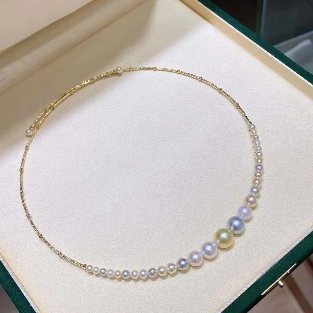 18K Gold Akoya Pearl with South Sea Pearls Necklaces - TS009