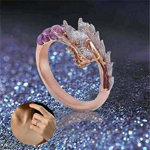 18k Rose Gold Pave CZ Petite Dragon Ring