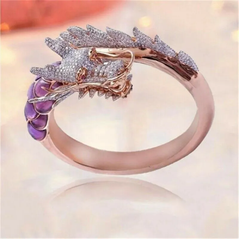 18k Rose Gold Pave CZ Petite Dragon Ring