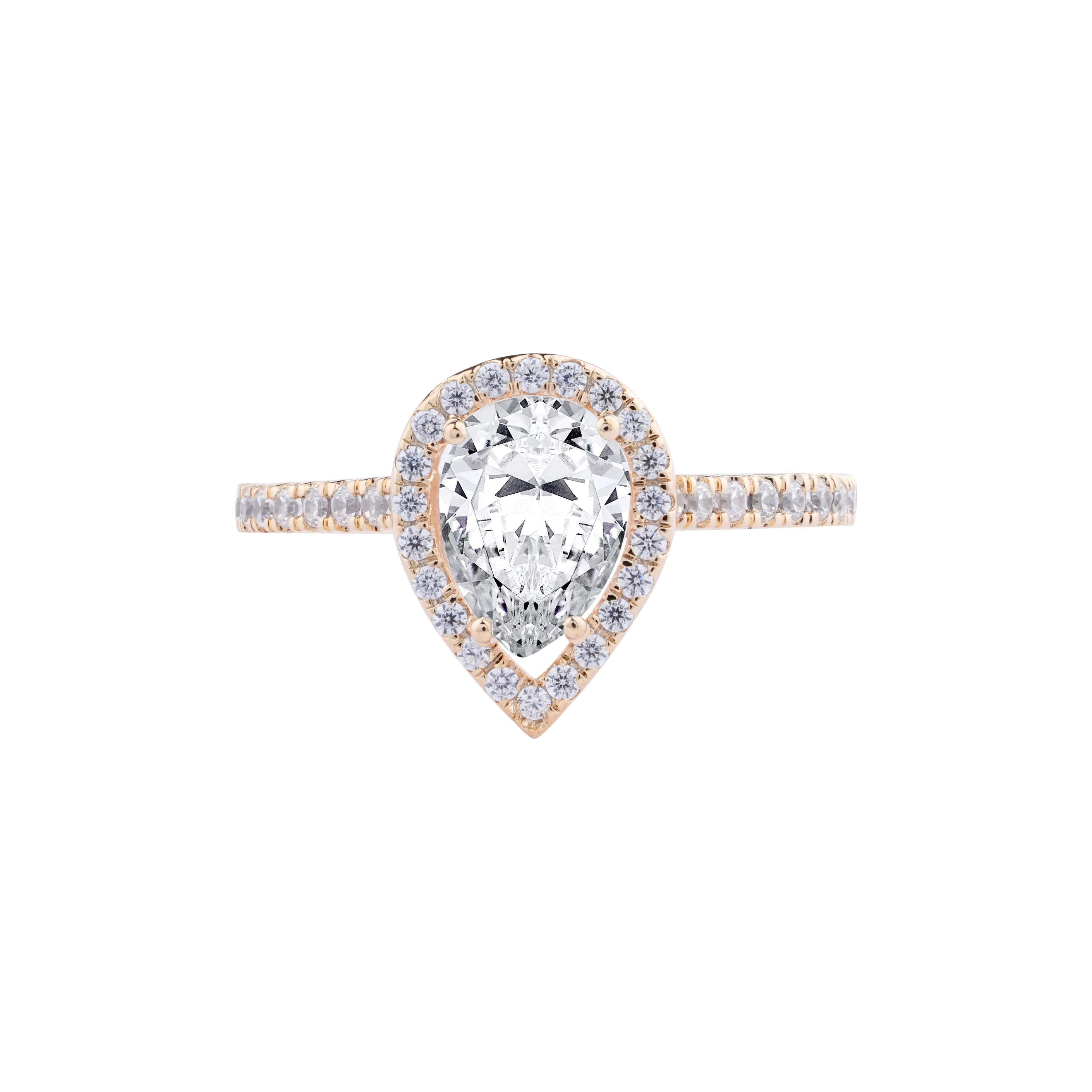 2.00ct Rose gold Pear Halo Engagement ring