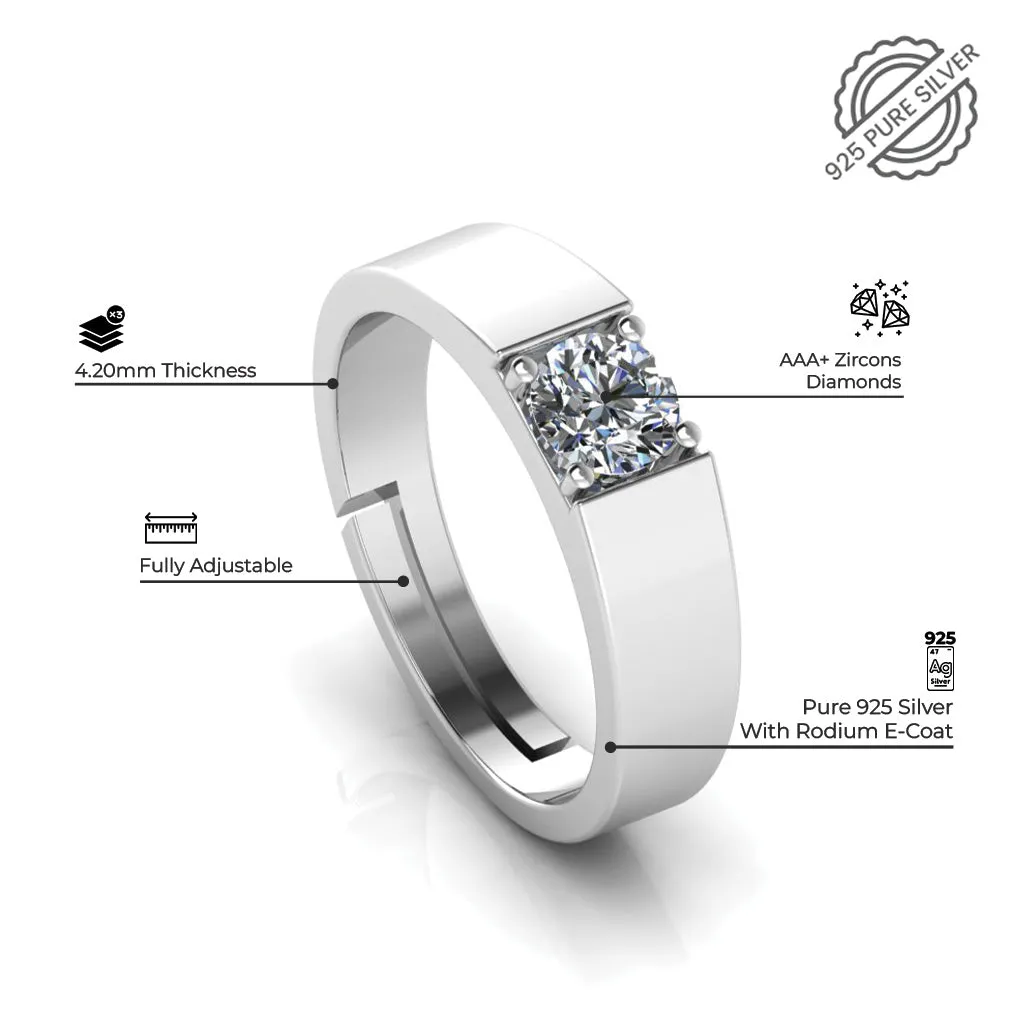 925 Sterling Silver Solitaire and Glamaeria Ring For Couple's