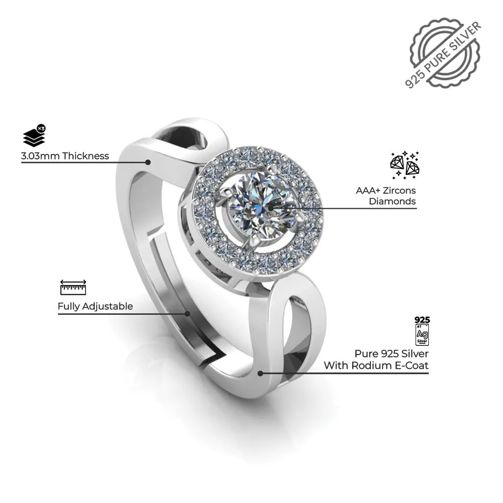 925 Sterling Silver Solitaire and Glamaeria Ring For Couple's