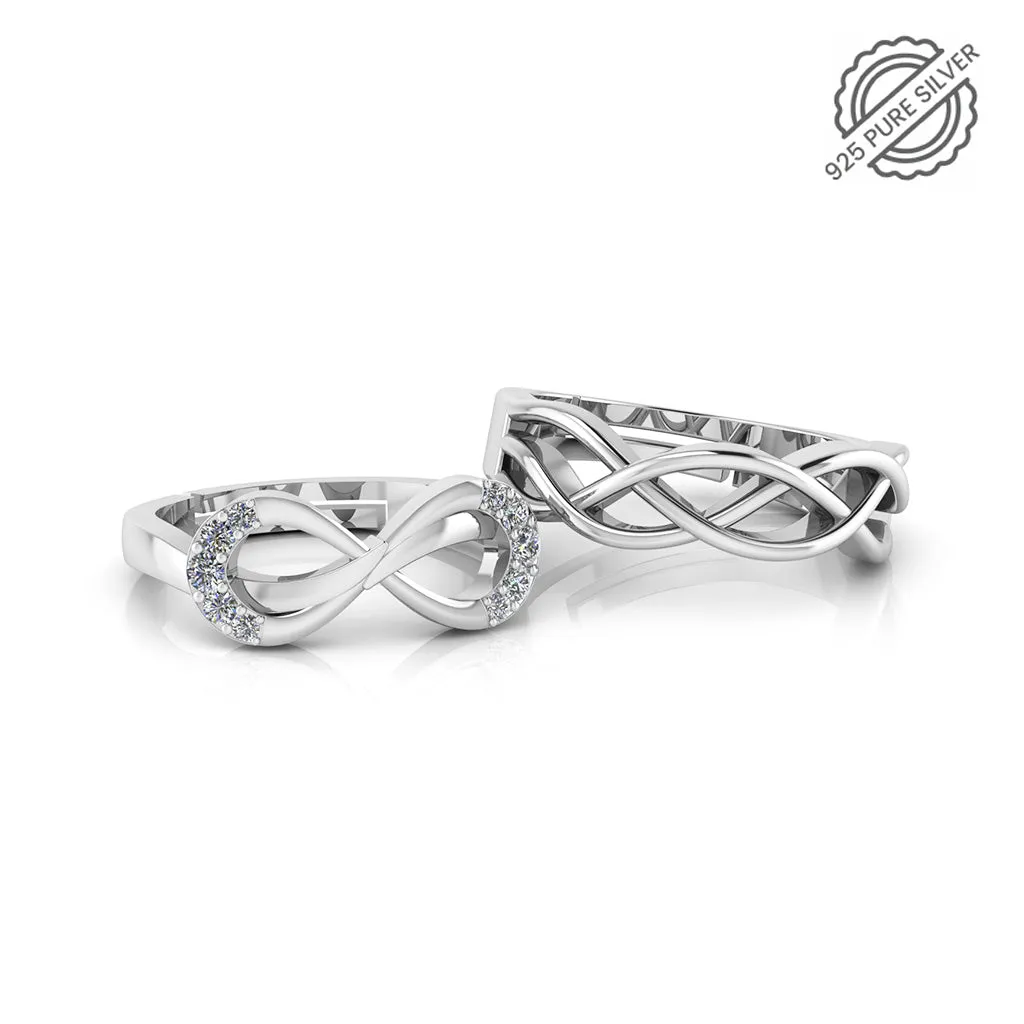 925 Sterling Silver Zircon Infinity and Celtic Knot Couple's Ring