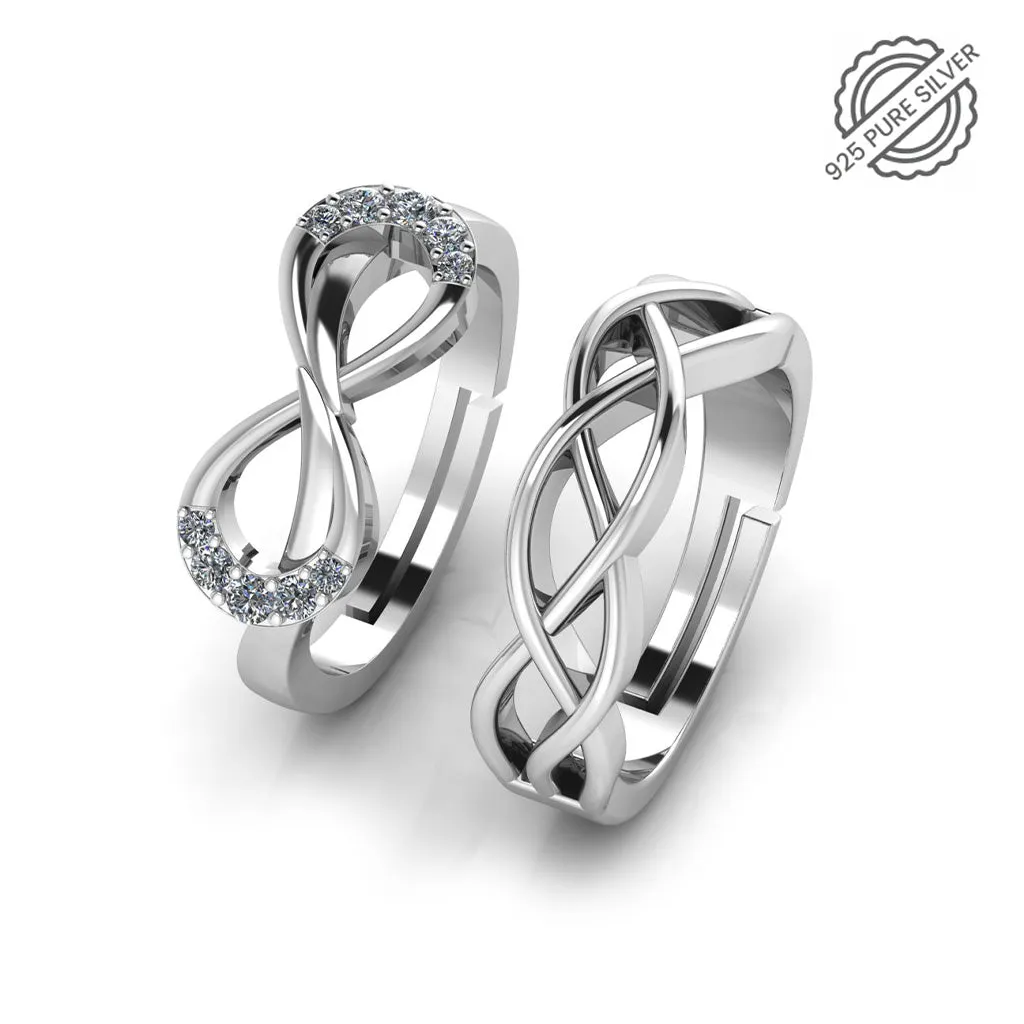 925 Sterling Silver Zircon Infinity and Celtic Knot Couple's Ring