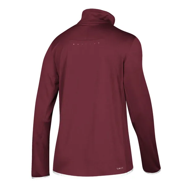 adidas Women's Collegiate Burgundy/White Team Iconic Knit Long Sleeve Quarter Zip