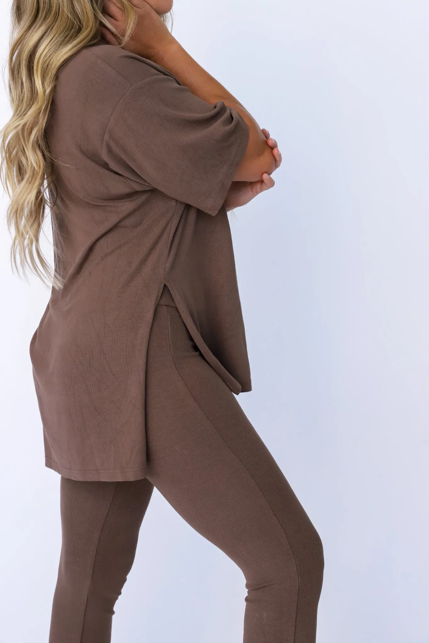 All Weekend Long Pant Set Taupe Brown