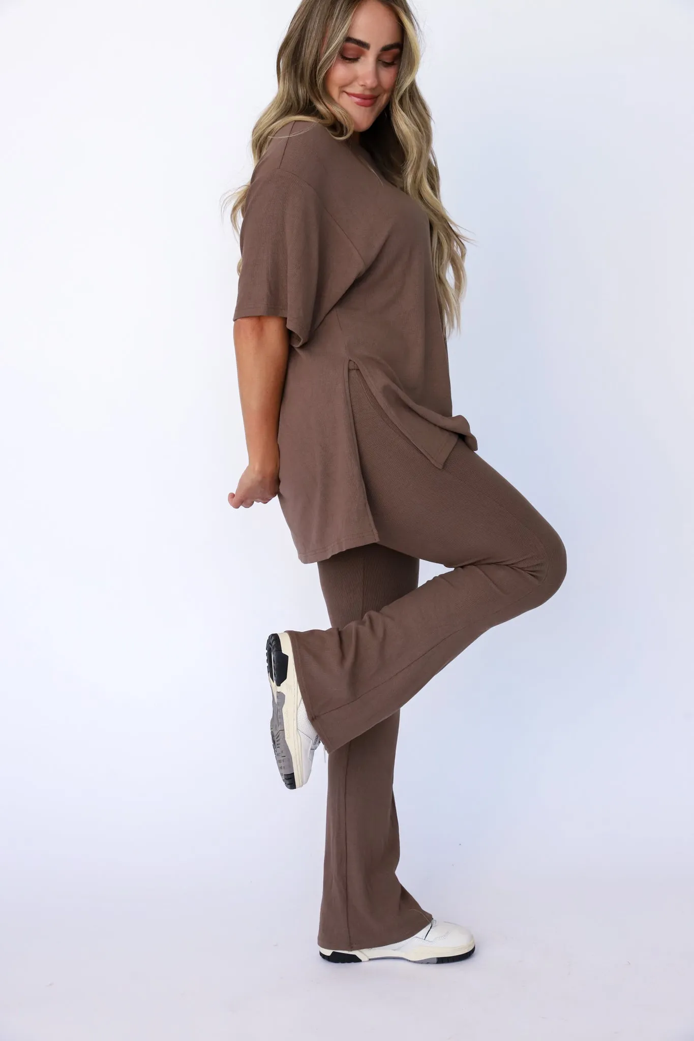 All Weekend Long Pant Set Taupe Brown