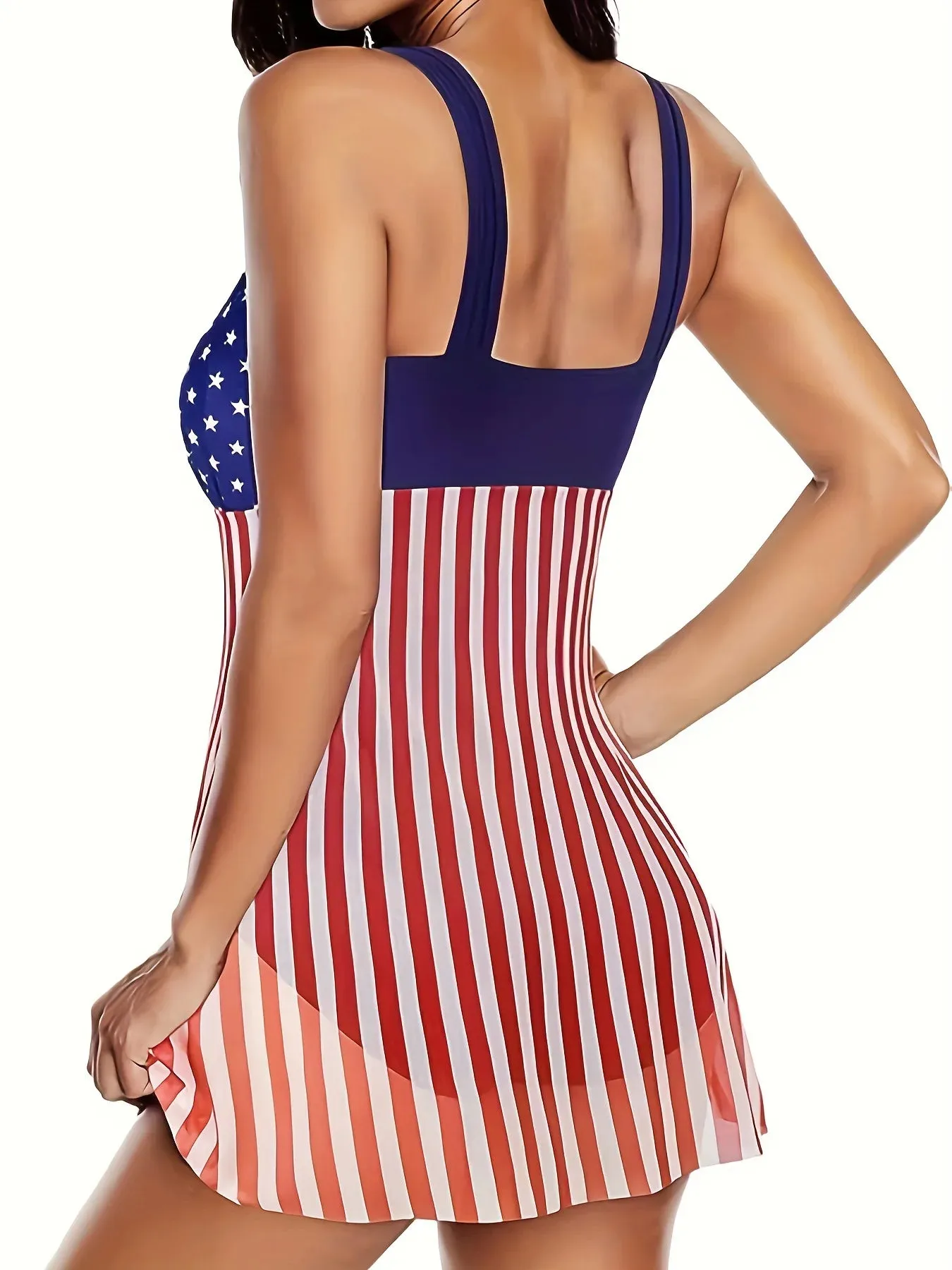 American Flag Plus Size Swimsuit Swimdress