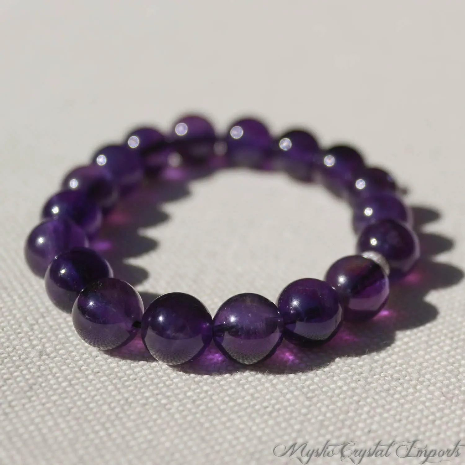 Amethyst Bracelet - Extra Fine Quality Natural Deep Purple Crystal Beads