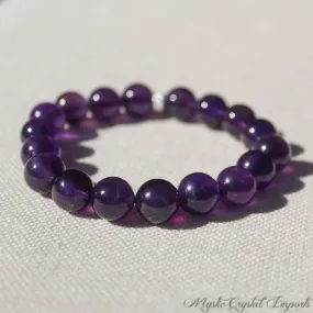 Amethyst Bracelet - Extra Fine Quality Natural Deep Purple Crystal Beads