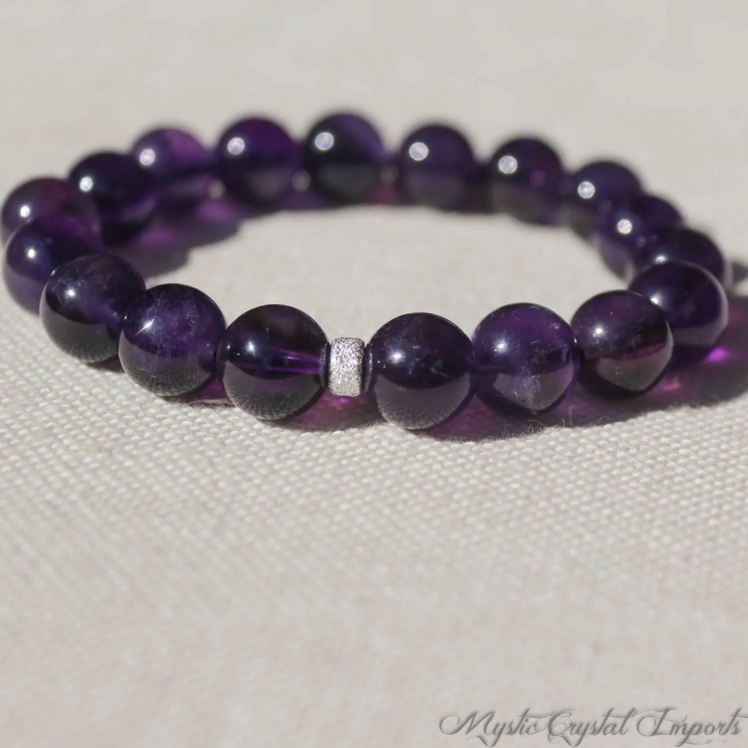 Amethyst Bracelet - Extra Fine Quality Natural Deep Purple Crystal Beads