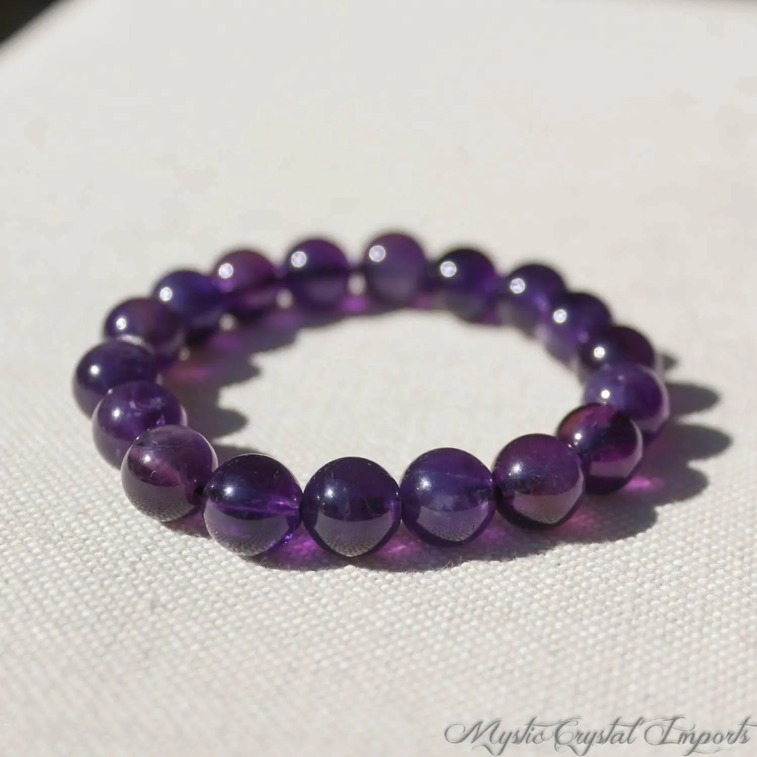 Amethyst Bracelet - Extra Fine Quality Natural Deep Purple Crystal Beads