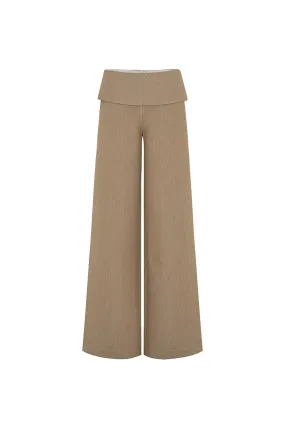 Anna Straight Wide Leg Khaki Floor Length Pants