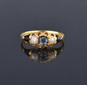 Antique 1860s Pearl Garnet Sardonyx Cameo 18K Gold Ring ON HOLD