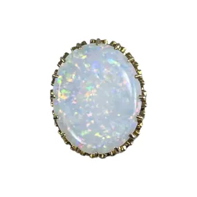 Antique Opal Pendant in 14k Yellow Gold Setting Repurposed from a 1900s Hatpin. Estate Jewelry.