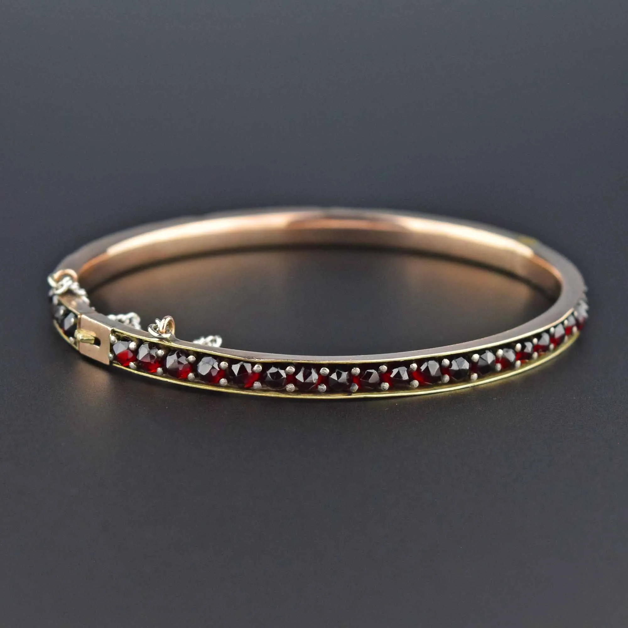 Antique Victorian Bohemian Garnet Bangle Bracelet