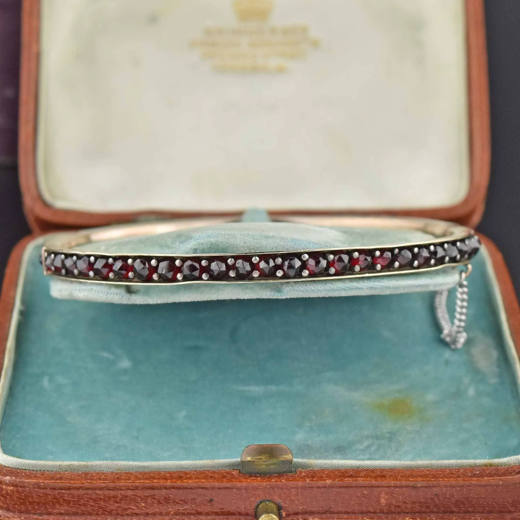 Antique Victorian Bohemian Garnet Bangle Bracelet