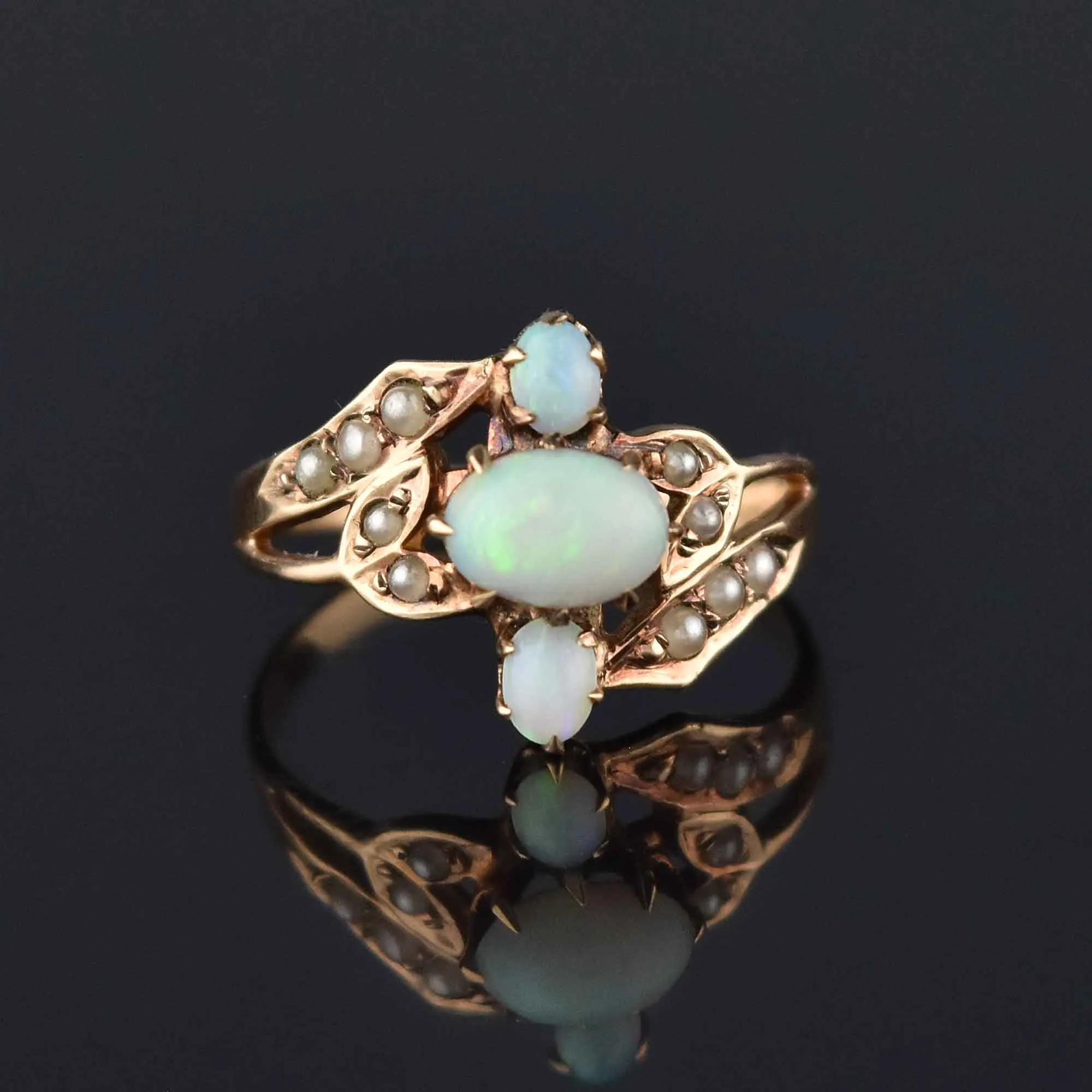 Antique Victorian Opal Seed Pearl Ring