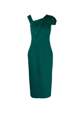 Asymmetric Midi Dress in Green