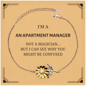 Badass Apartment Manager Gifts, I'm Apartment Manager not a magician, Sarcastic Sunflower Bracelet for Apartment Manager Birthday Christmas for  Men, Women, Friends, Coworkers