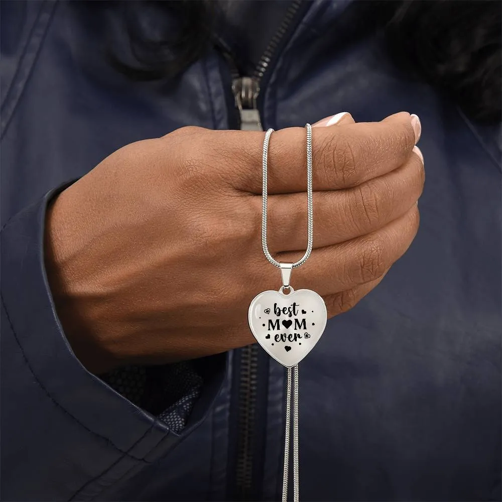 Best Mom Ever Gifts from Daughter / Son - Engraved Heart Necklace