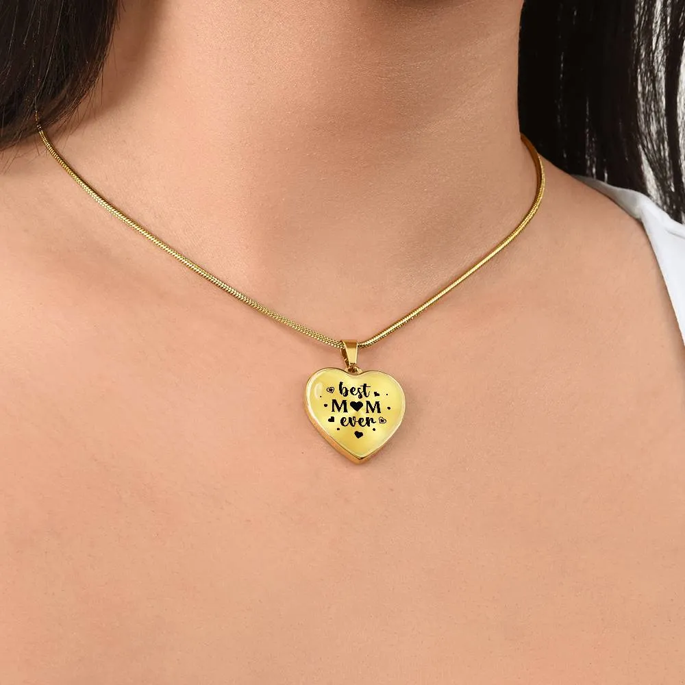 Best Mom Ever Gifts from Daughter / Son - Engraved Heart Necklace