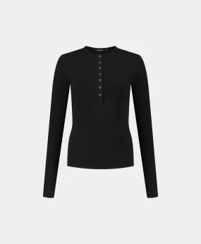 Black Denise Button Longsleeve