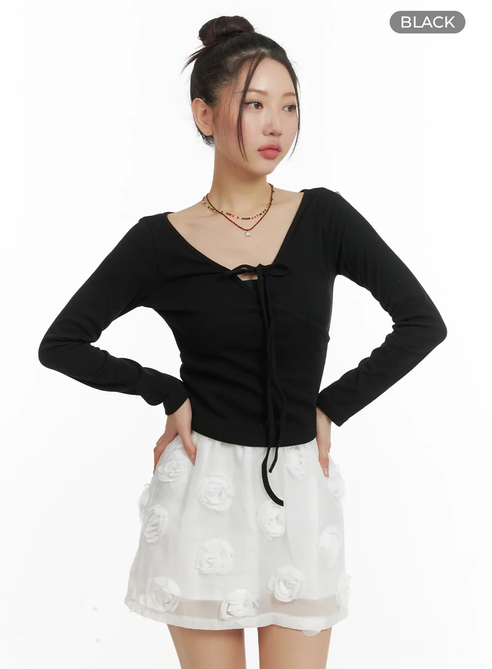 Bowknot Cross Wrap Long Sleeve OM429