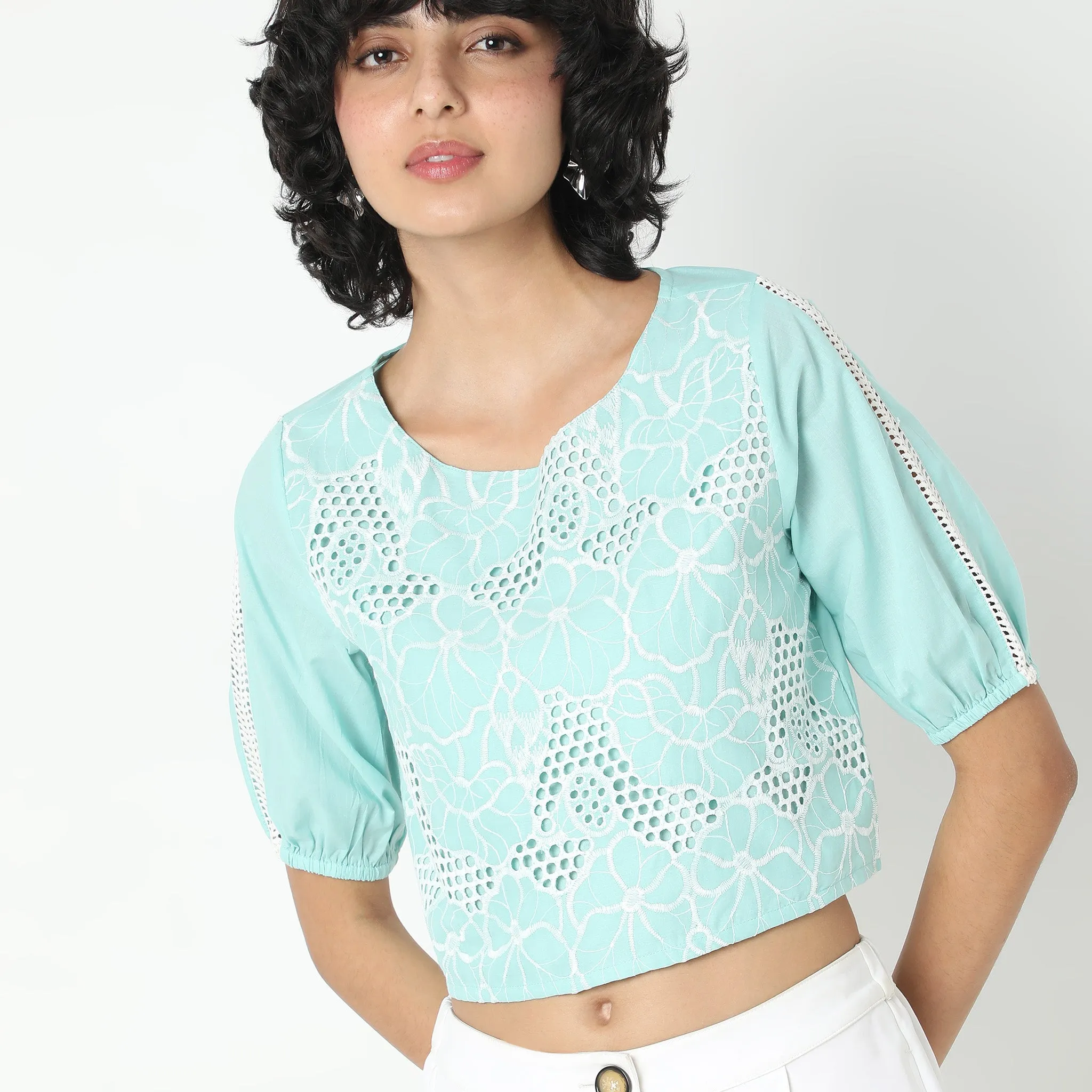 Boxy Fit Solid Crop Top