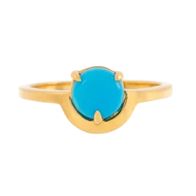 Cabochon Turquoise Half Moon Ring