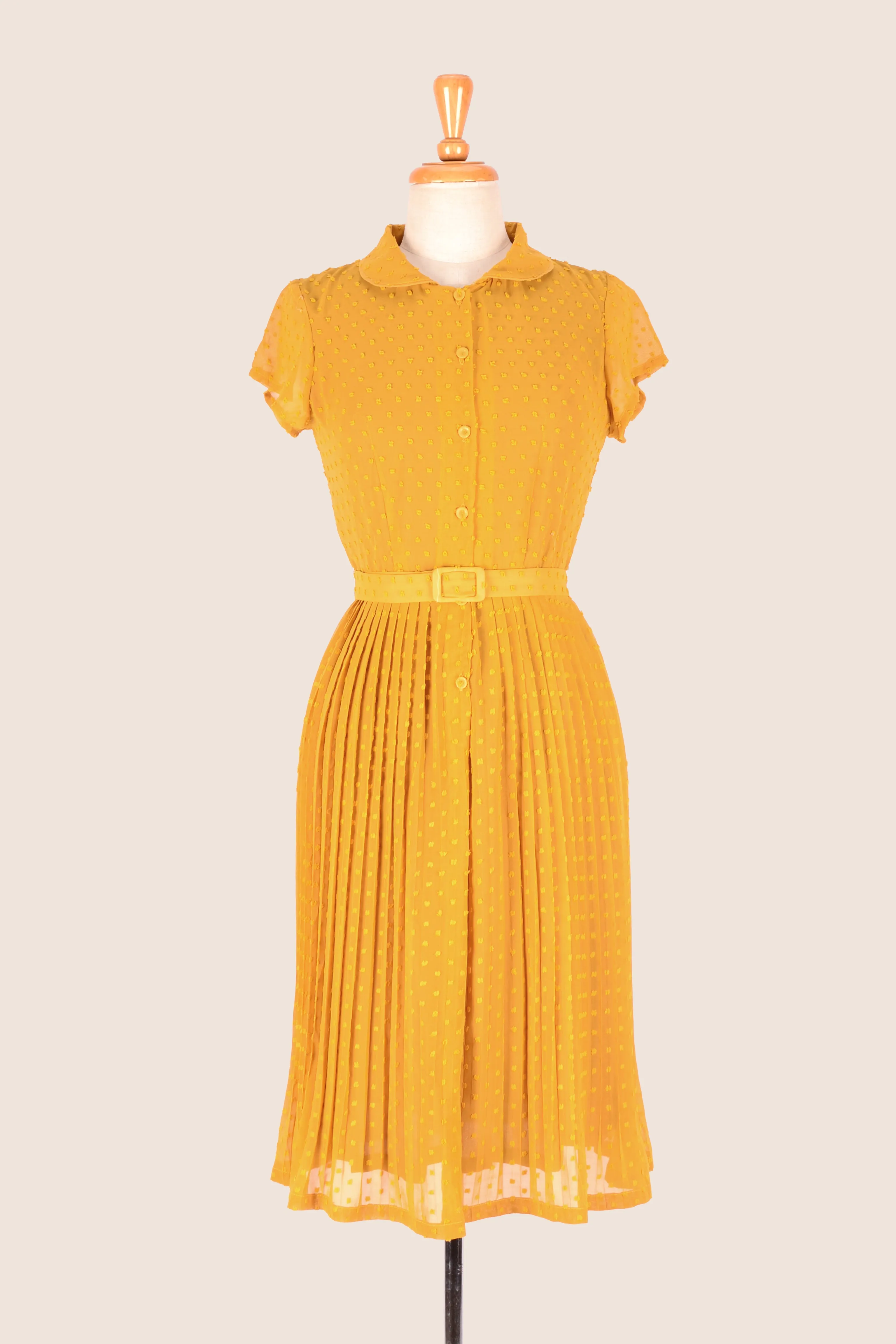 Camille Dots Mustard Dress