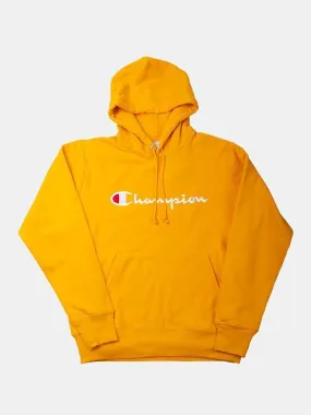 Champion Reverse Weave Script Hood - C Gold