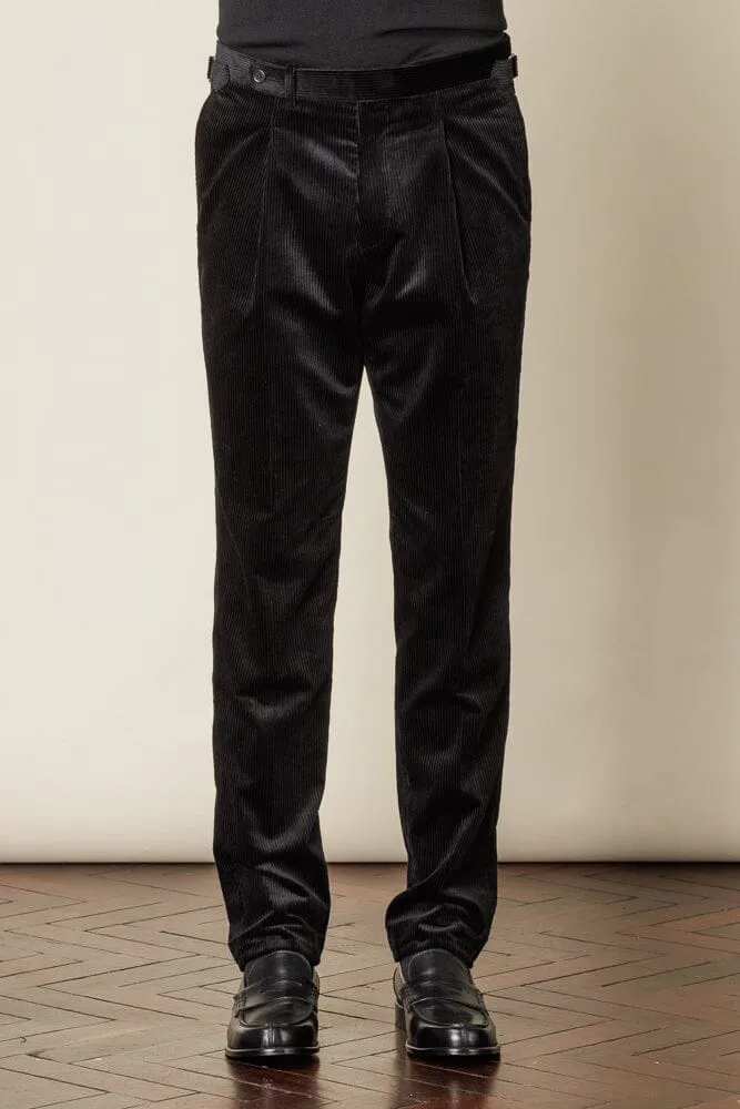 Como Trouser (Pleated) - Black Jumbo Corduroy