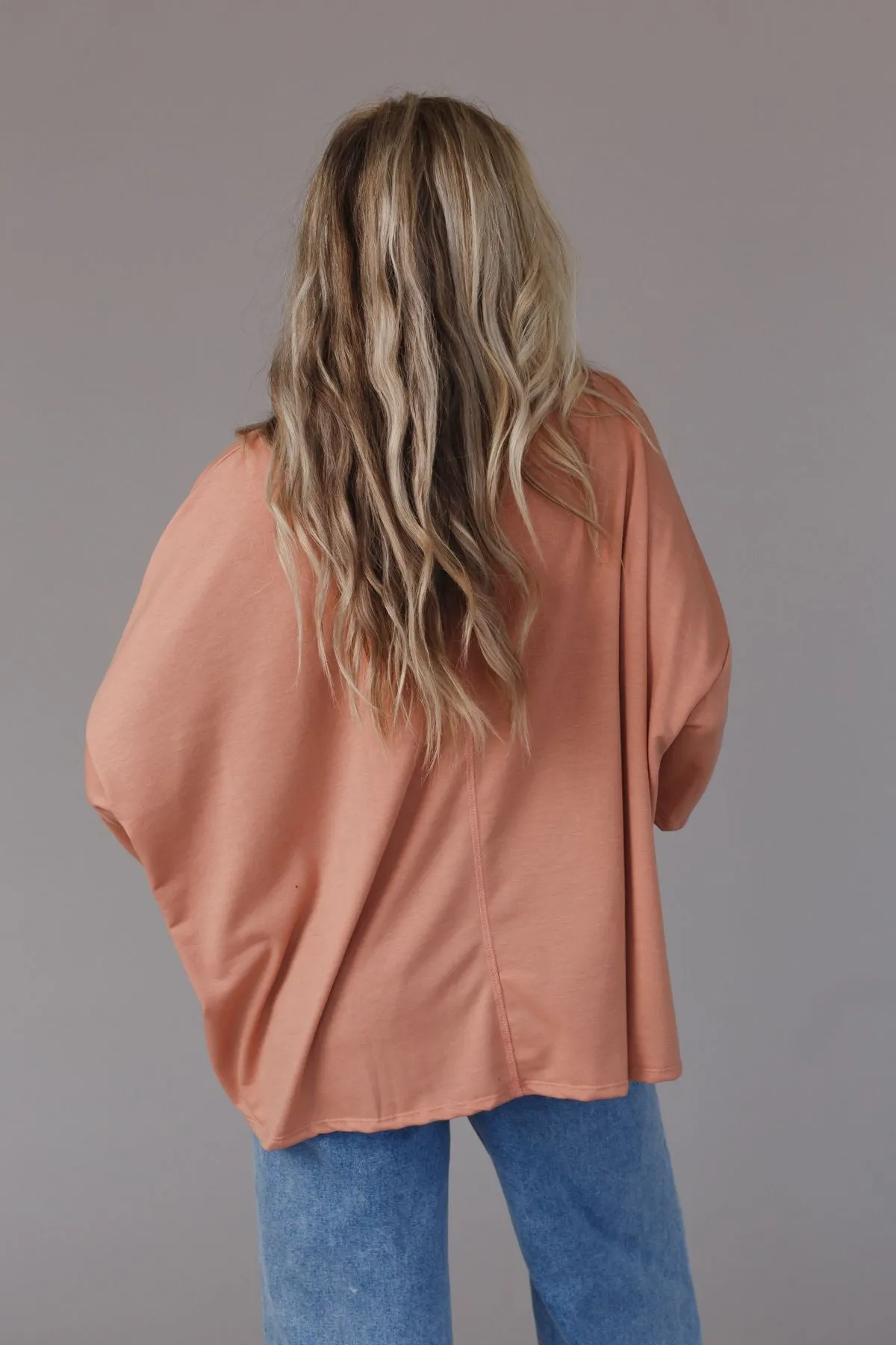 Cozy Cool Oversized Tee - Coral