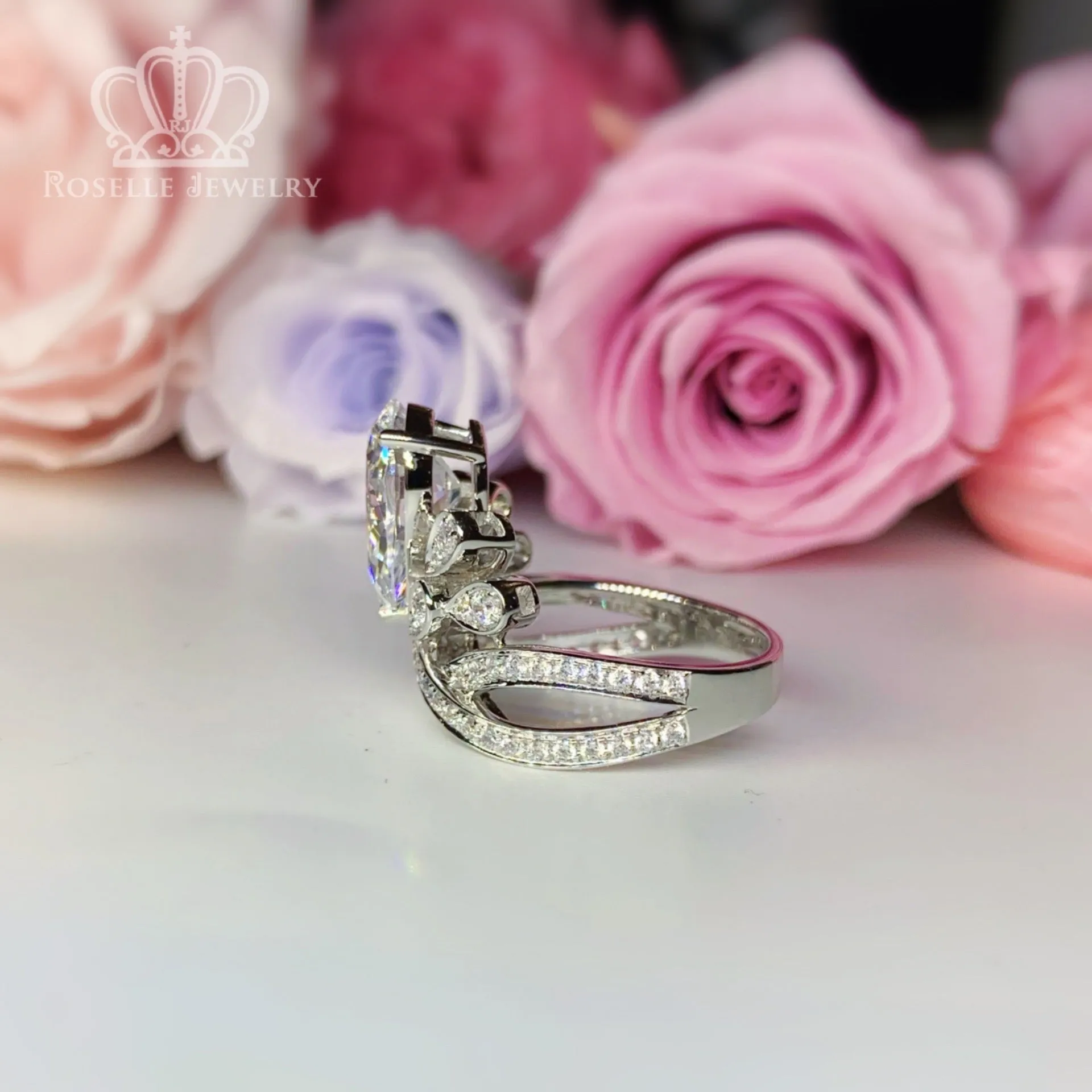 Crown Pear Shaped Engagement Ring [Setting Only] - EC056