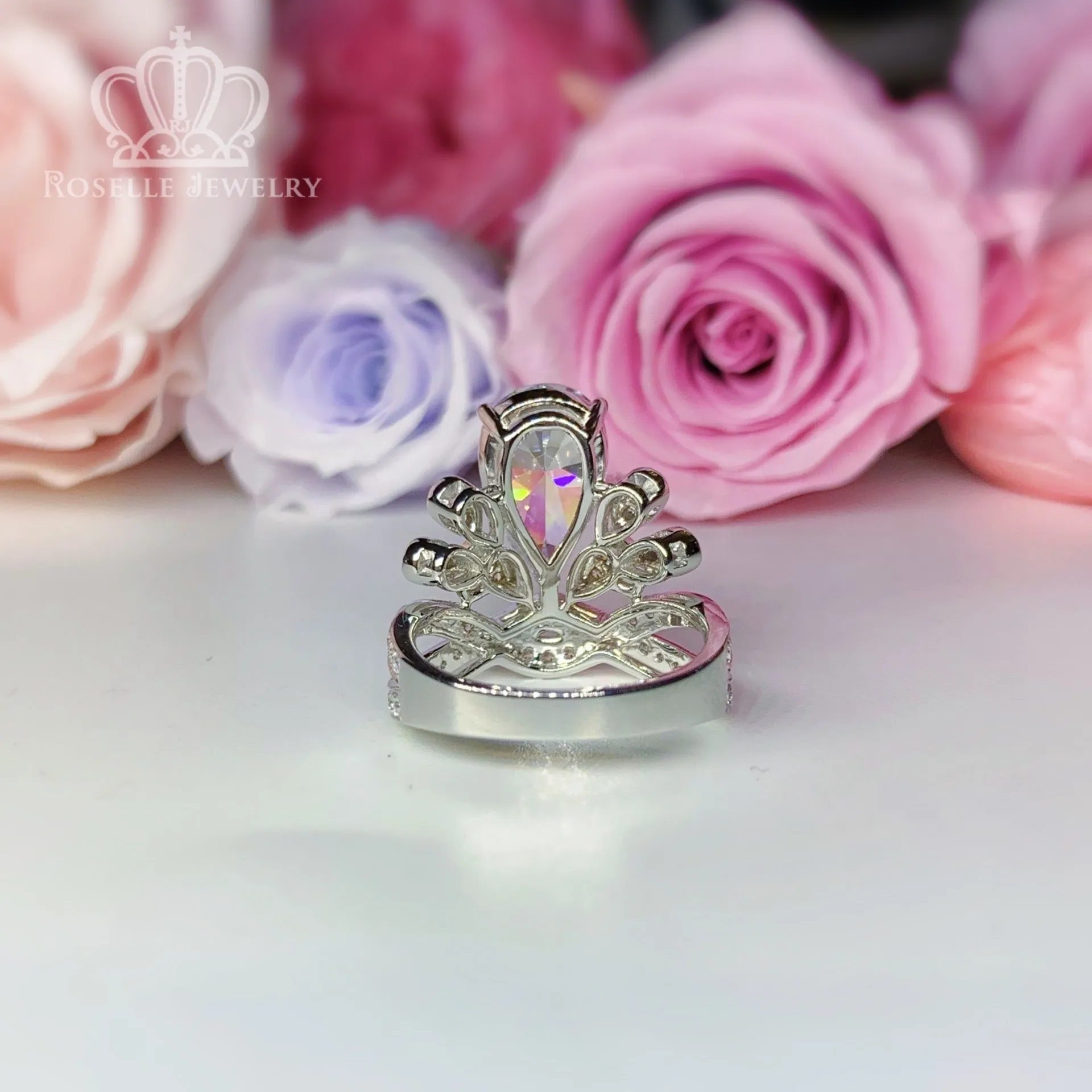 Crown Pear Shaped Engagement Ring [Setting Only] - EC056