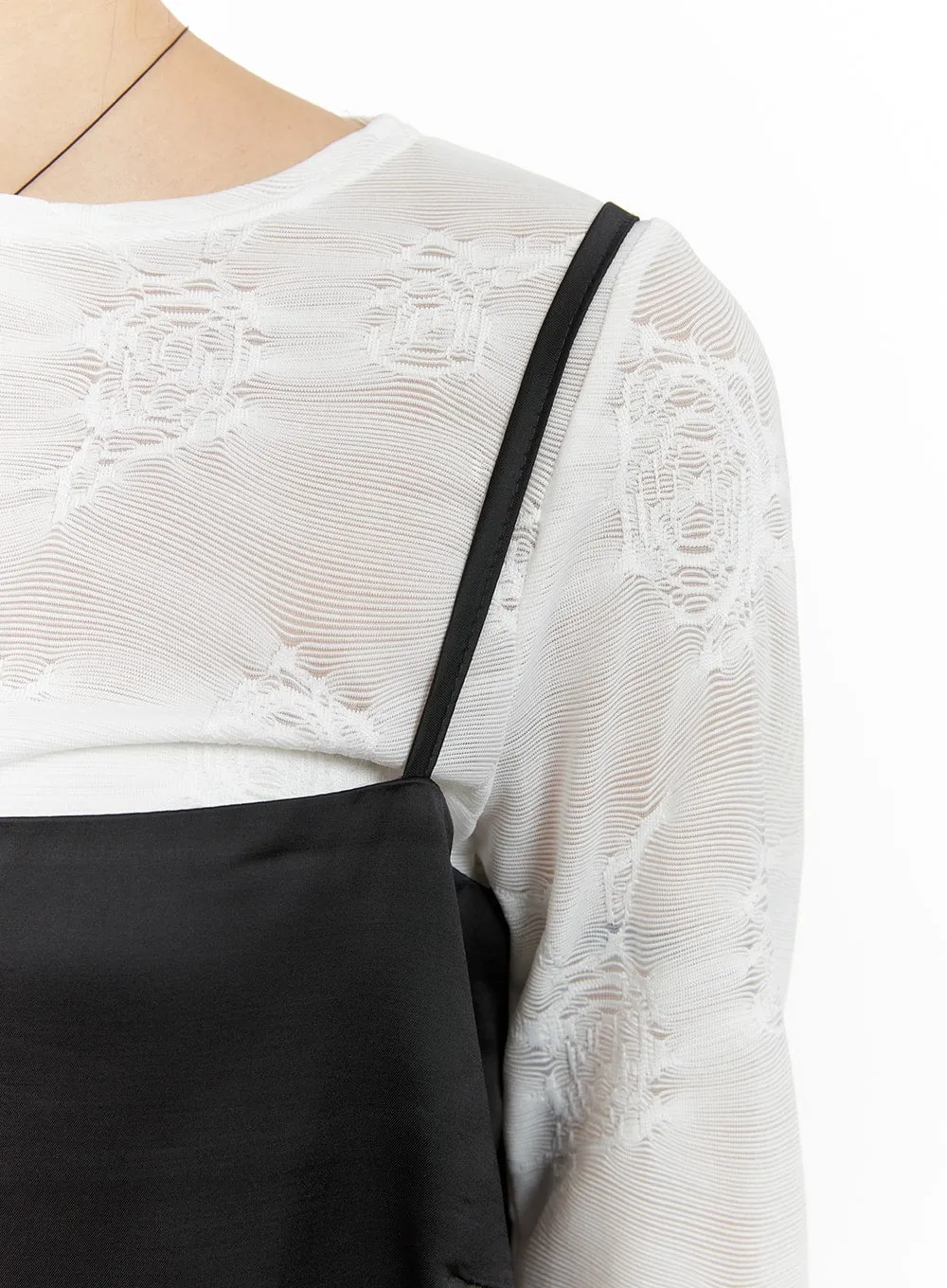 Cut-Out Sheer Textured Top CA404