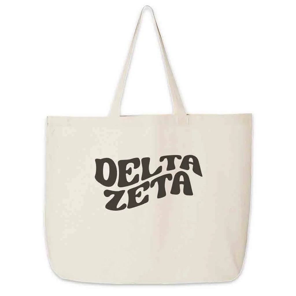 Delta Zeta Large Canvas Sorority Tote Bag with Simple Mod Design