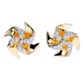 Diamond Pinwheel Stud Earrings - SE019