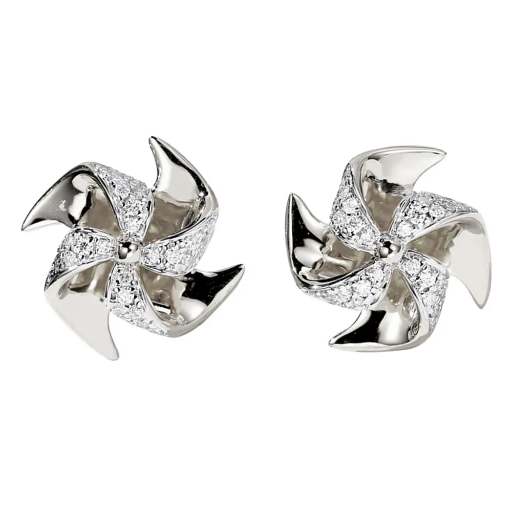 Diamond Pinwheel Stud Earrings - SE019