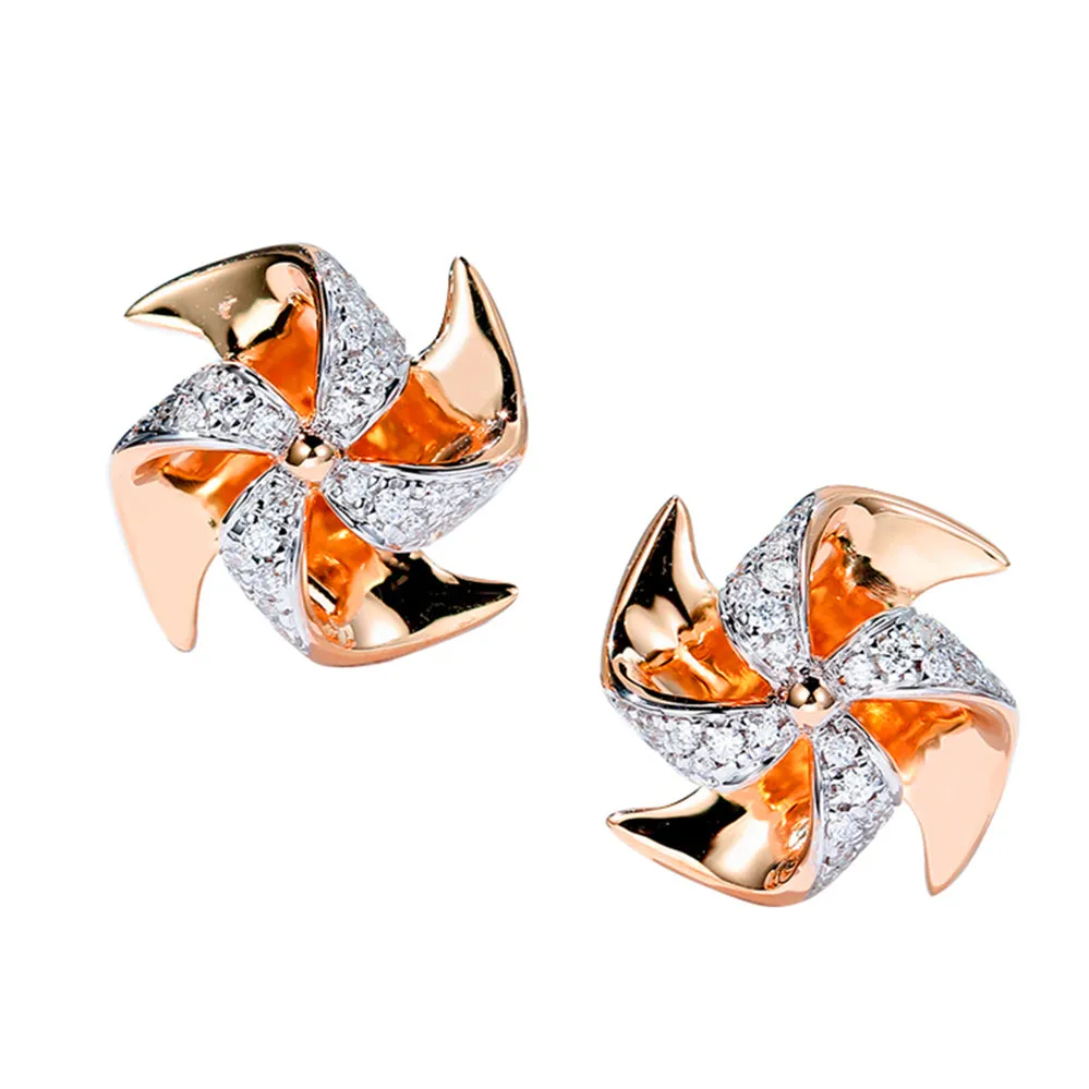 Diamond Pinwheel Stud Earrings - SE019