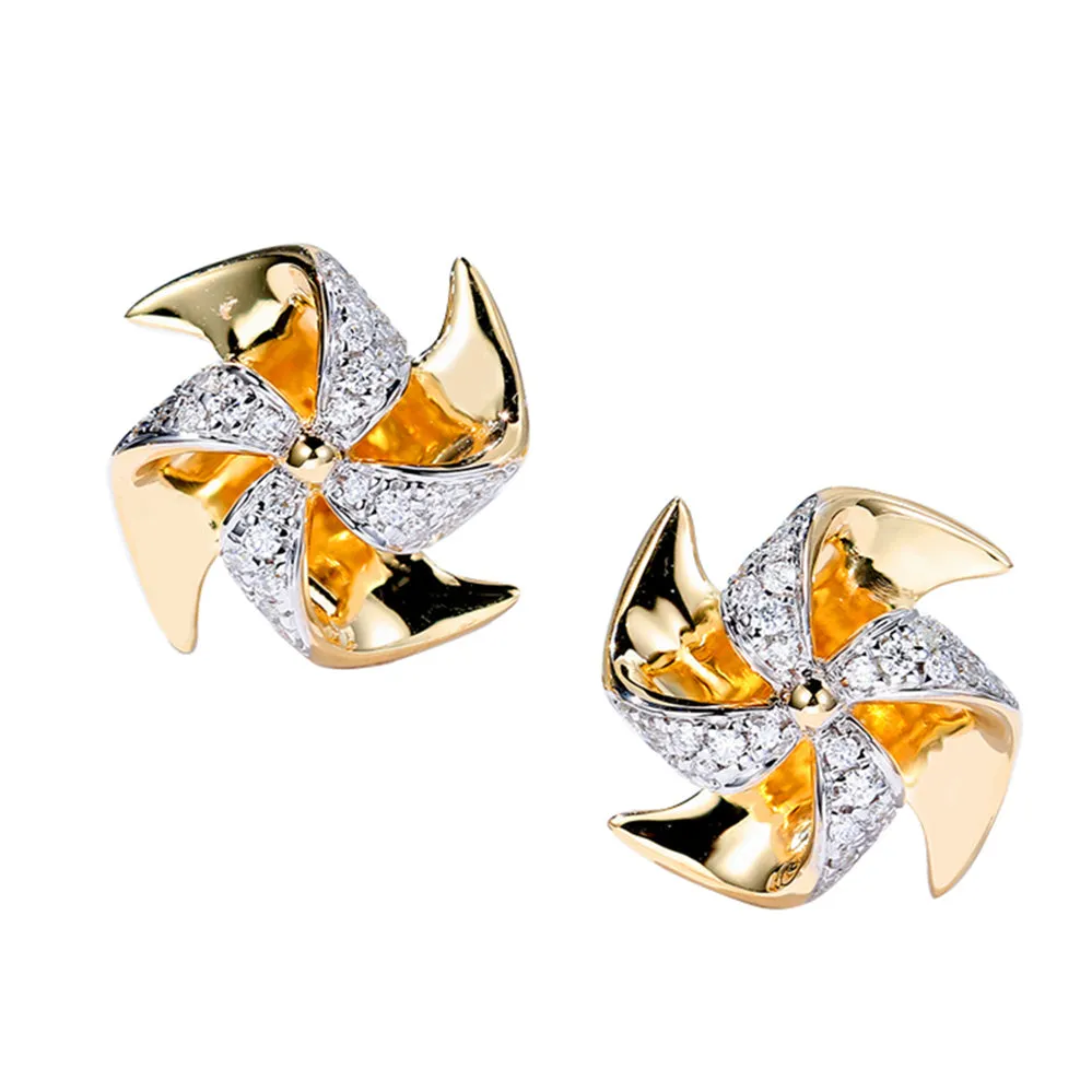 Diamond Pinwheel Stud Earrings - SE019