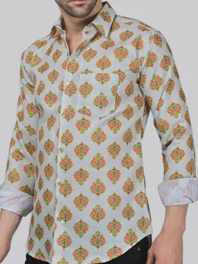 Eclectic Men's Printed Full Sleeve Cotton Button-Up Shirt For Men