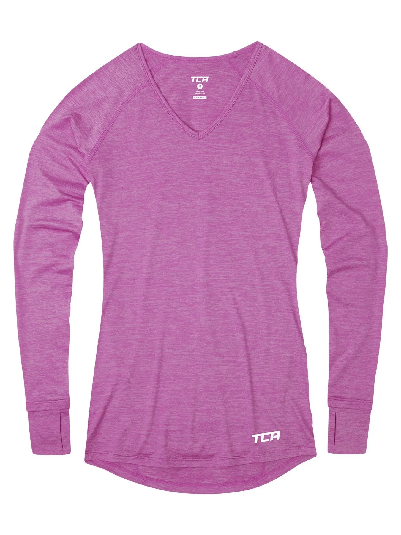 Elle Long Sleeve V Neck Top For Women With Thumbholes