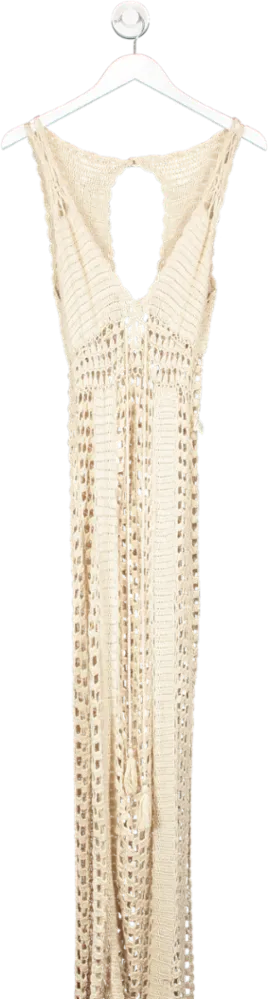 Flook The Label Nude Flook Maxi Crochet Beach Dress Luana UK XS